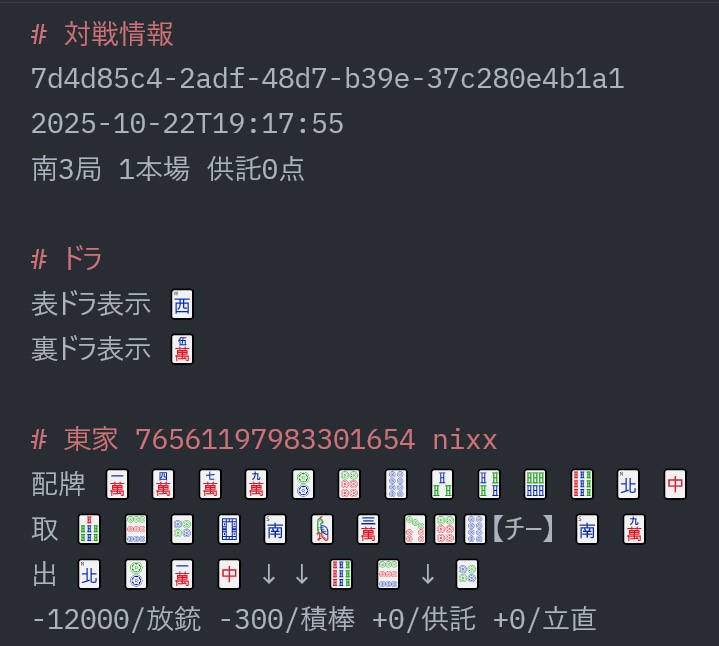 A screenshot of the final Paifu.md format