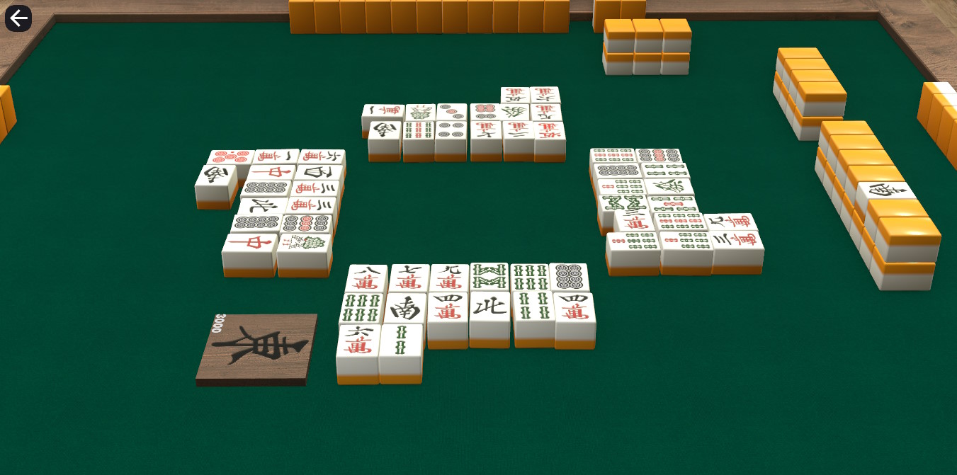 Screenshot of a versus bots game where all the bots have declared Riichi